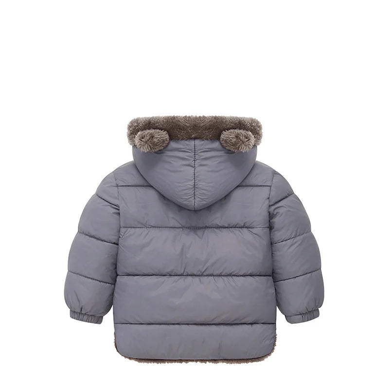 -30℃ Winter Lamb Wool Jackets Baby Girls Plus Velvet Thick Coats Children Hooded Cold Weather Outwear Boys Cotton Clothes 1-6Y