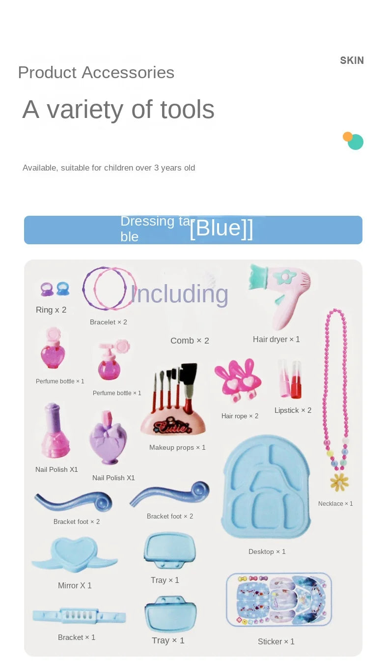 Play House Set Children's Dressing Table Toys For Girls From 6 to 10 Years Makeup Set For Girl Children's Nove Toy Birthday Gift