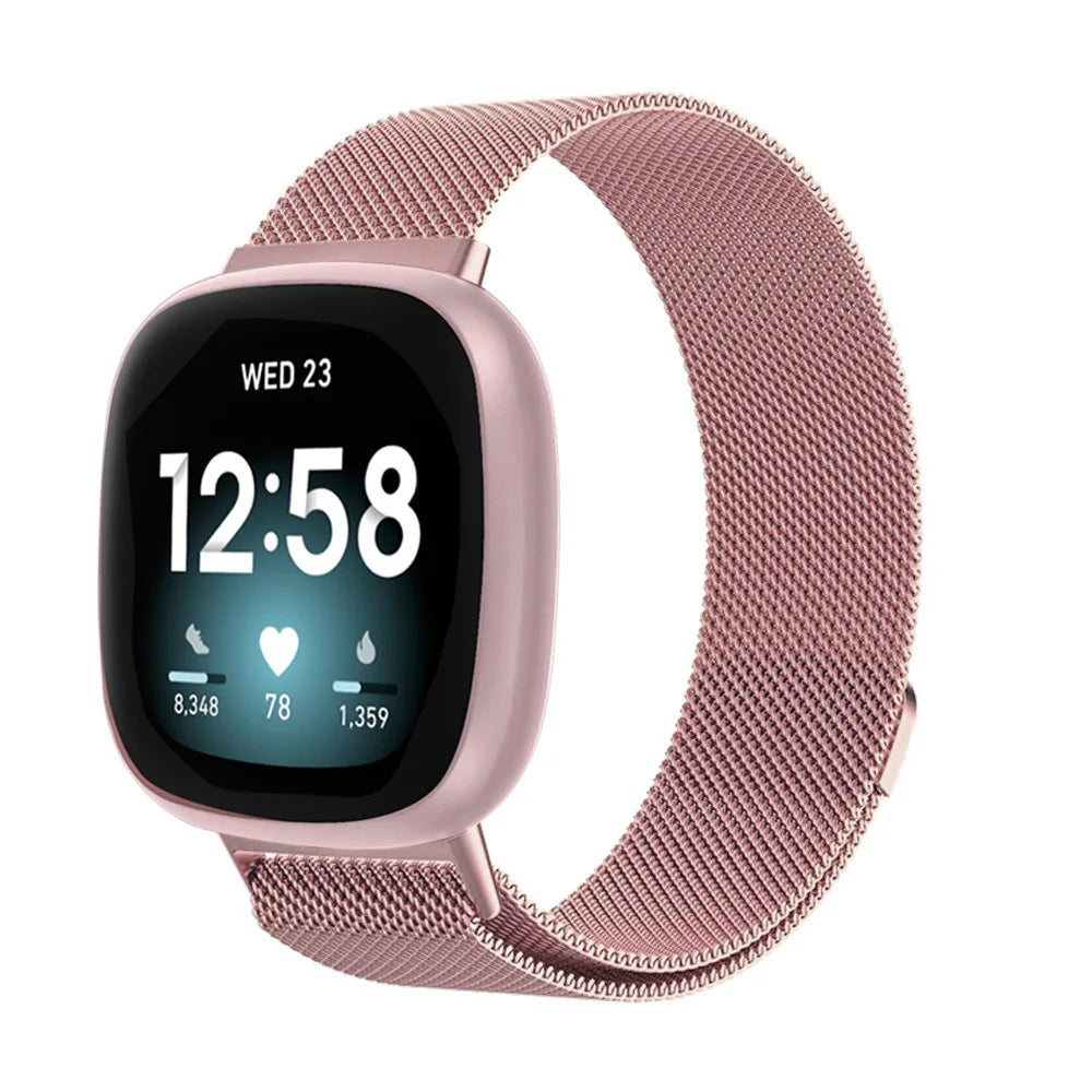 Metal Milanese Loop Strap For Fitbit Versa 4/Versa 3 Smartwatch Official Bracelet Wristband For Fitbit Sense 2-1 Magnetic Correa