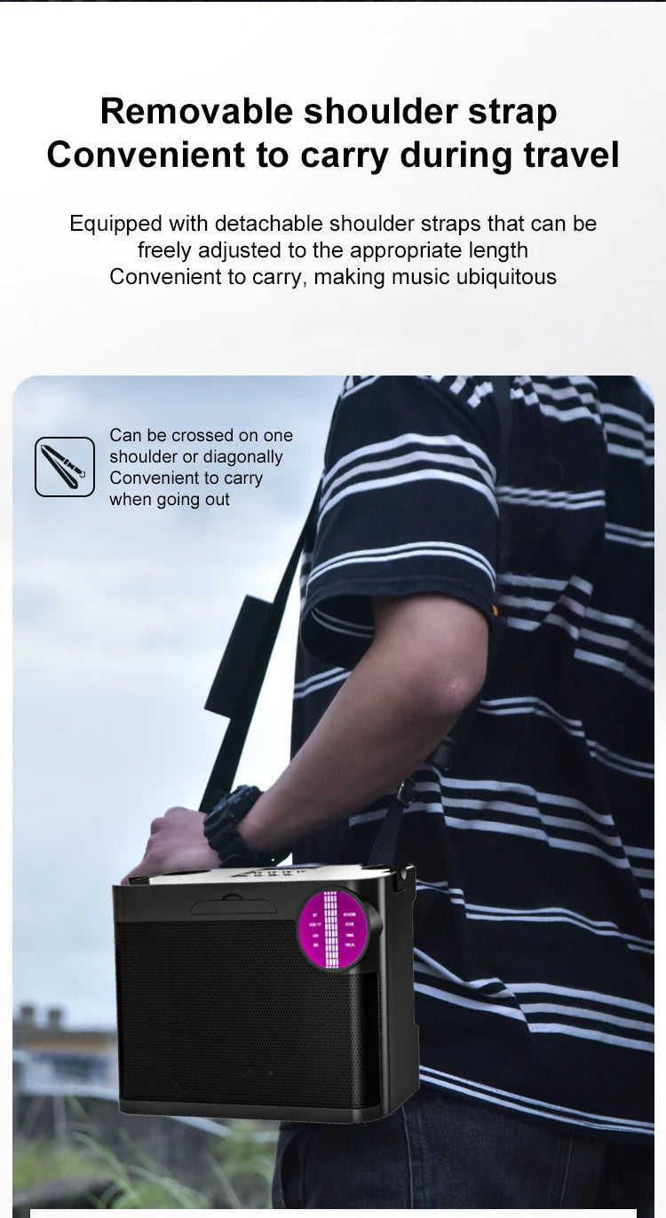 #LED Powerful Wireless Portable Dual Microphones Bluetooth 5.3 Speaker Hifi Stereo Family Party Karaoke Subwoofer Boombox gifts