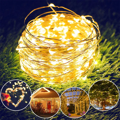 Guirxiété lumineuse LED dégradée USB, fil de cuivre, 20m, 200LED, guirxiété de lampe extérieure de vacances, arbre de Noël, décoration de fête de mariage