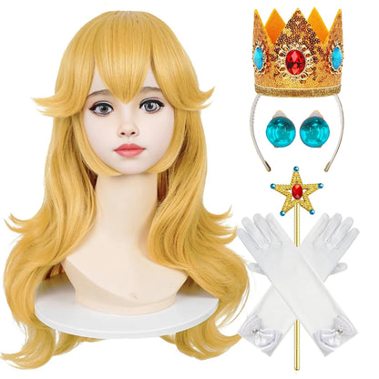 Peach Princess Costume with LED Color Light Toddler Birthday Game Role Play Dress Girl Halloween Festival Gown Pink Lace 2-9 Y C