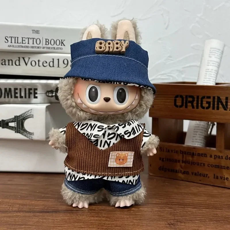 17cm Labubu  Mini Plush Toy Multiple Styles Clothing Set Labubu Outfit Accessories Trendy Play Clothing Labubu Clothes Gift