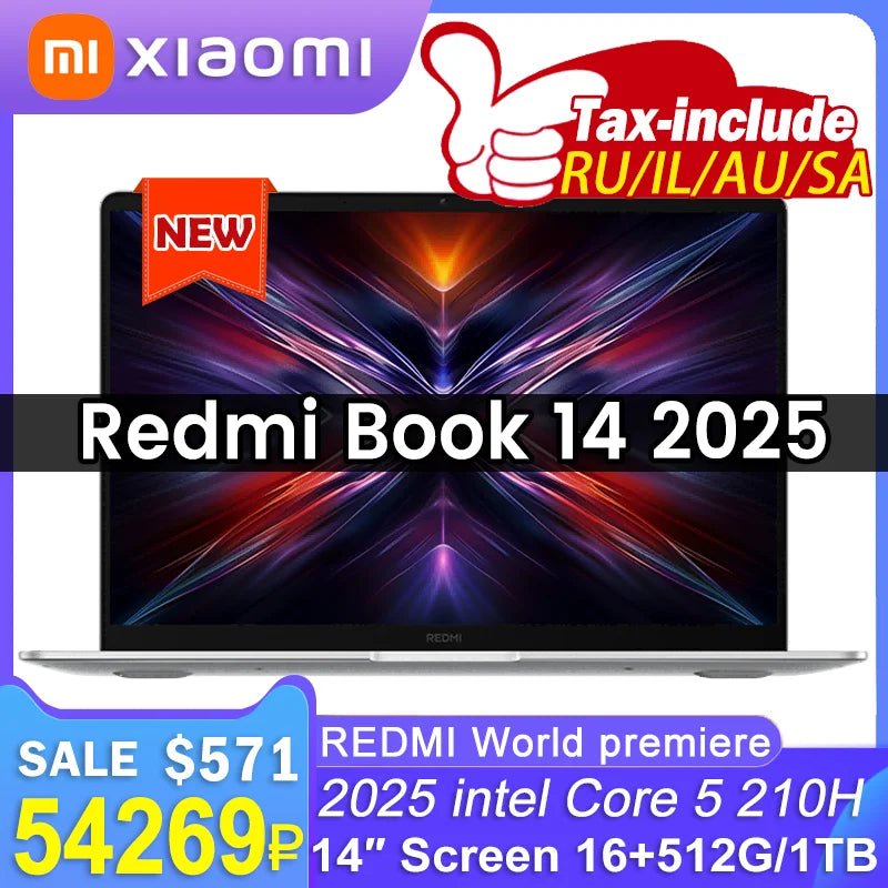 REDMI BOOK 14 2025 intel Core 5 210H 16GB RAM 512G/1TB SSD 14inch 2.2K 120Hz Screen