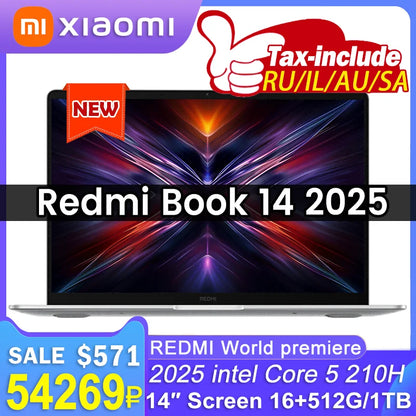 REDMI BOOK 14 2025 intel Core 5 210H 16GB RAM 512G/1TB SSD 14inch 2.2K 120Hz Screen