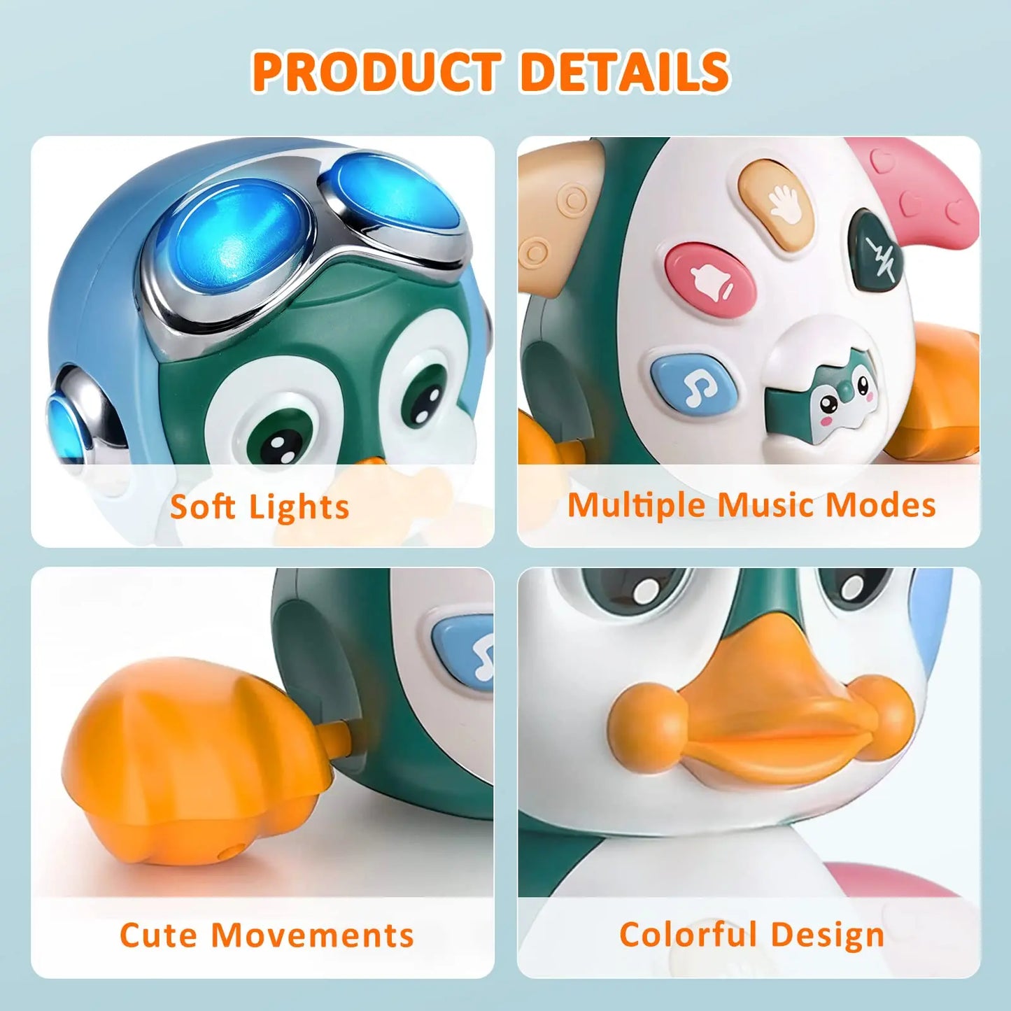 Penguin Musical Baby Crawling Toys Infant Moving Walking Dancing Toys with Light Toddler Interactive Development Tummy Time Gift