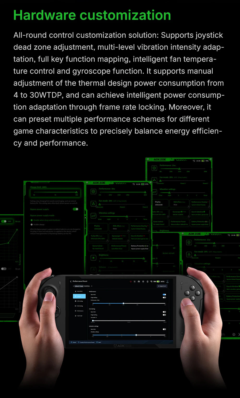 AOKZOE A1X AMD AI 9 HX 370 PC Game Console 8 Inch Native Landscape Screen Windows Handheld Laptops VRR 72.7Wh For Steam 3A Game