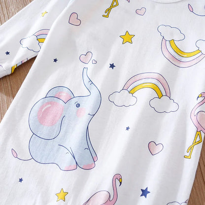 Body bébé confortable à manches longues en coton pour garçons et filles, imprimé éléphant arc-en-ciel, mignon, printemps et automne
