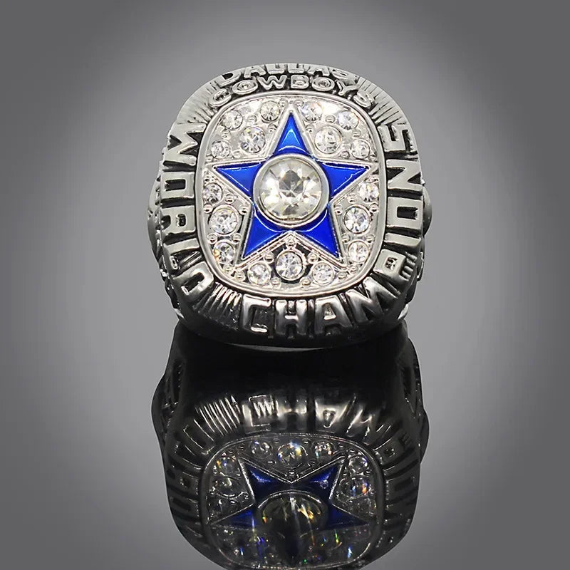 Bague de luxe Dallas Cowboy pour hommes et femmes, style punk, métal, cristal, étoile à cinq branches