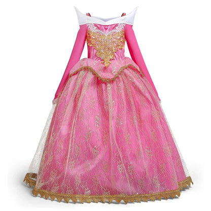 Fantasy Girls Sleeping Beauty Aurora Cosplay Princess Dress Kids Halloween Carnival Birthday Costume Party Clothing 3-10Years