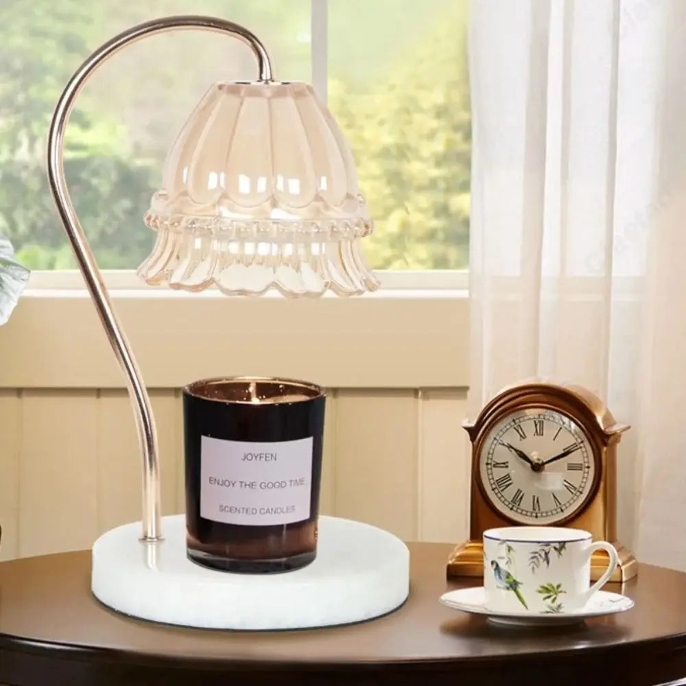 Lampe de bureau à bougie d'aromathérapie avec diffuseur d'arômes en marbre, minuterie d'éclairage à heure fixe, éclairage d'ambiance d'aromathérapie