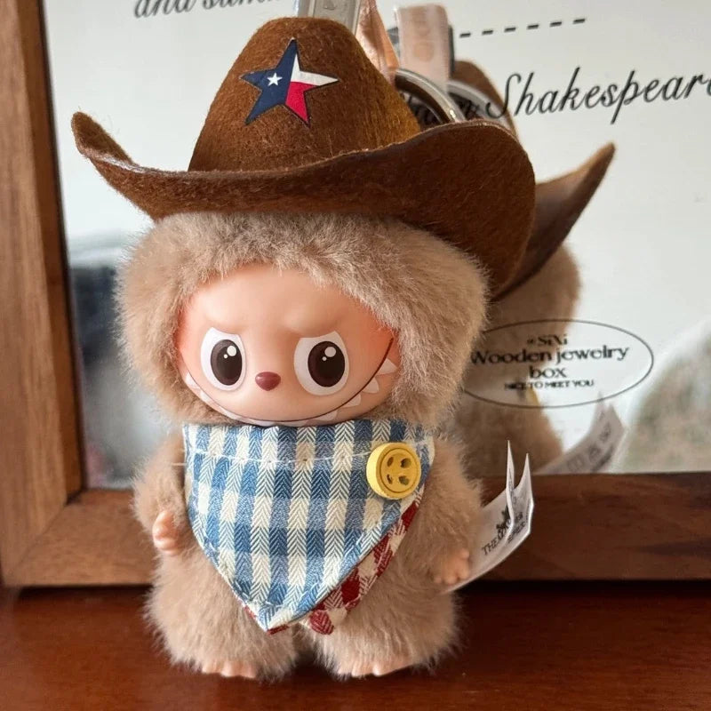 Pour 10 cm Labubu 4.0 vêtements de poupée chapeau de Cowboy écharpe vêtements de poupée accessoires de poupées douces mignon arc écharpe décoration cadeaux de noël