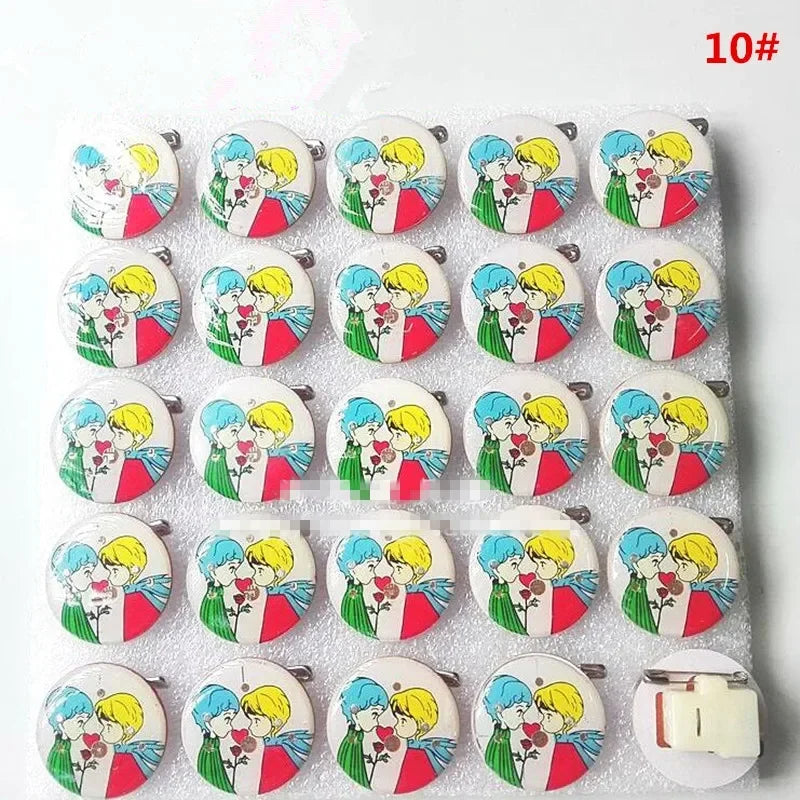 25pcs Party Love LED Flashing Brooch Pin Cartoon Light up Glow Badge Gift Cosplay Navidad Wedding Festival Halloween Christmas