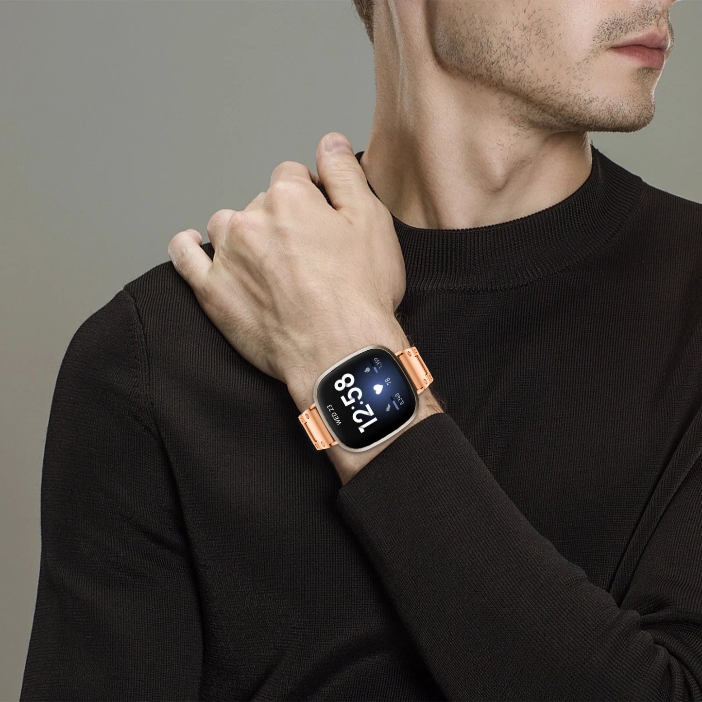 Stainless Steel Strap For Fitbit Versa 4 Sense 2 Watch Metal Wristband Loop For Fitbit Versa 3 Sense Replacement Bracelet Band