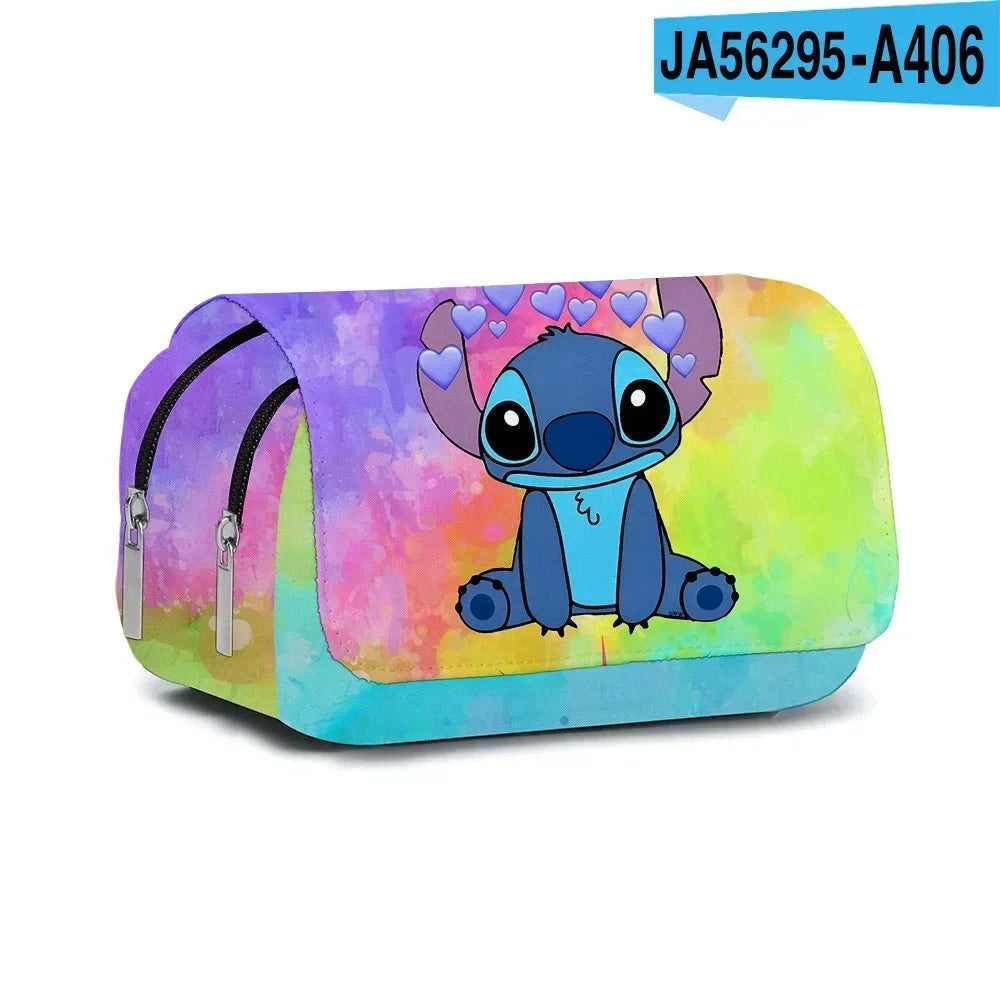 Anime Stitch Fully Printed Flap Pen Bag Stationery Box Pencil Case Primary and Secondary School Student School Bag Cartoon