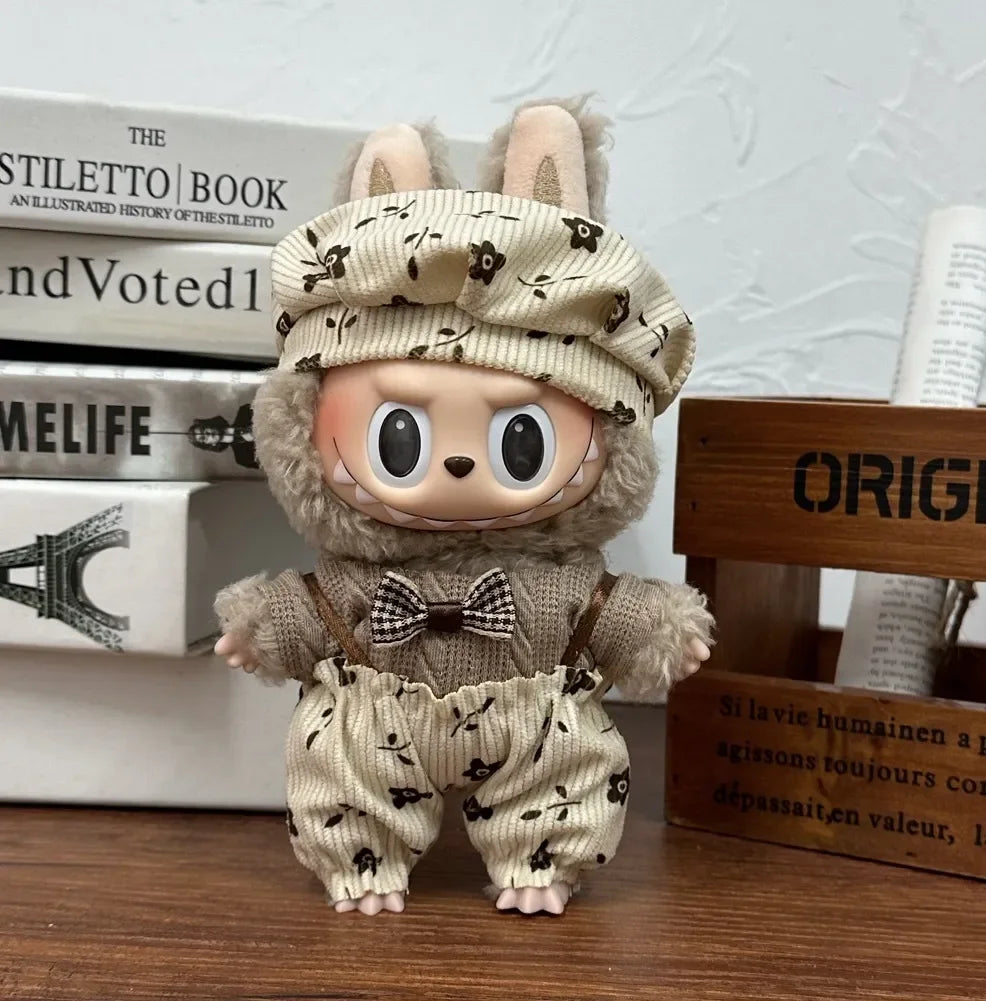 17cm Labubu  Mini Plush Toy Multiple Styles Clothing Set Labubu Outfit Accessories Trendy Play Clothing Labubu Clothes Gift