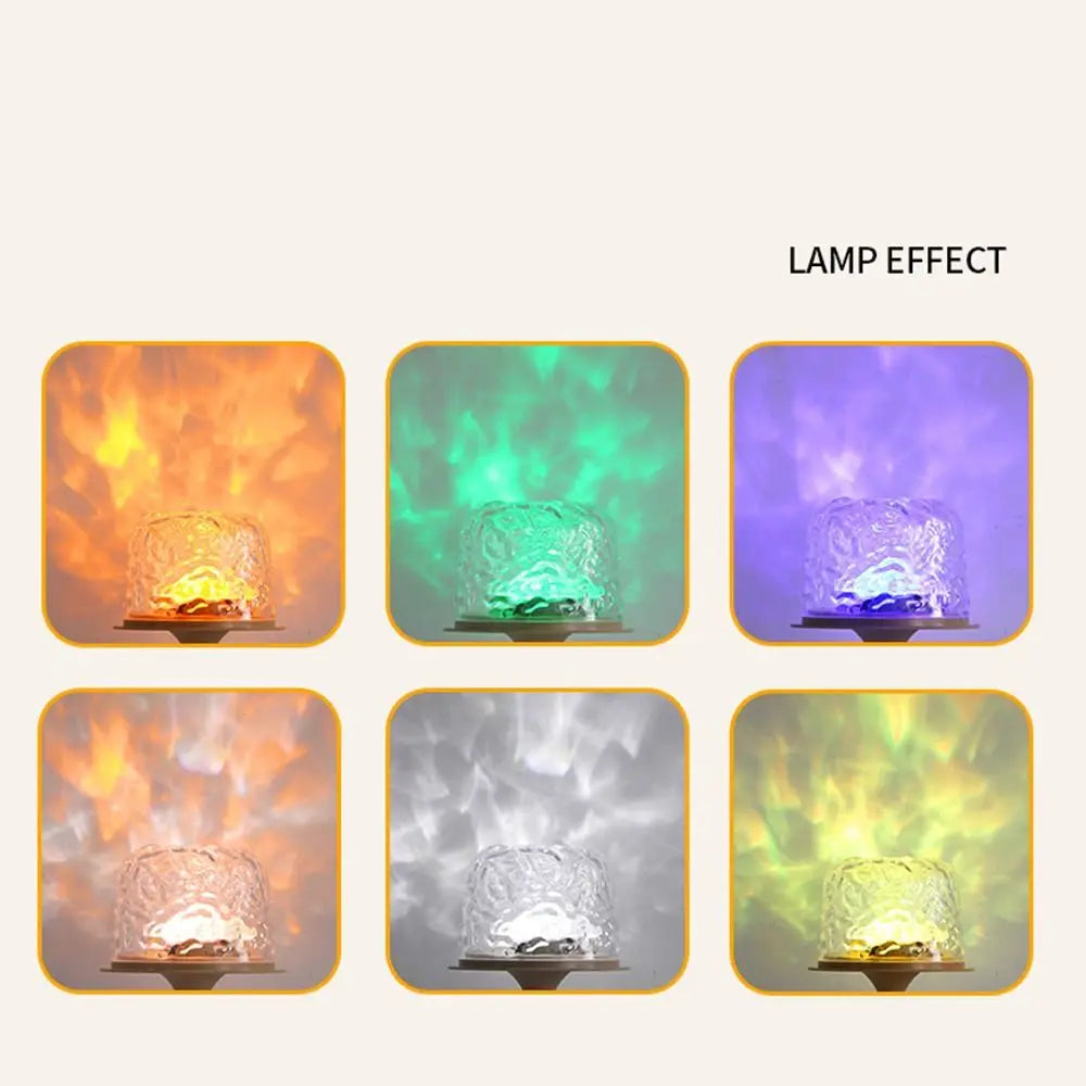 High Footed LED Atmosphere Desk Lamp Water Ripple Touch/Remote Control Projection Night Light Non-slip Bottom Romantic