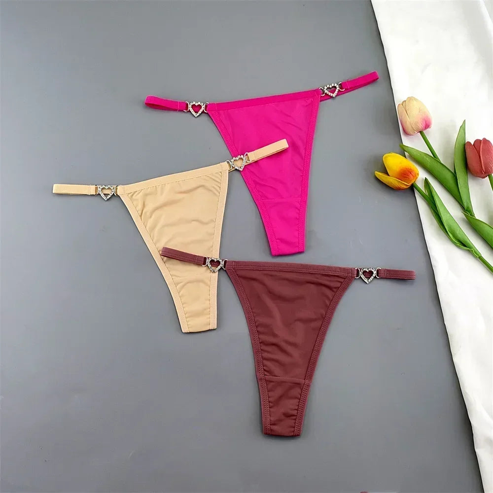 3PCS Rhinestone Strap G-String
