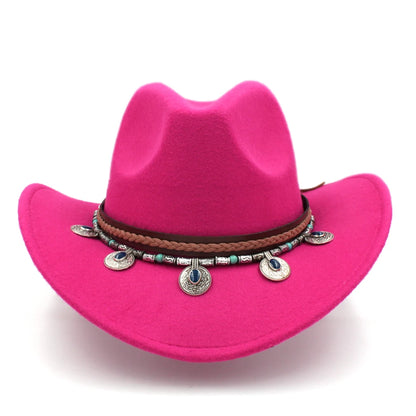 Men's Women's Western Equestrian Cowboy Hat Cattleman Riding Cowgirl Cap Wide Brim Felt Fedora Jazz Church Caps Шляпа Chapeau