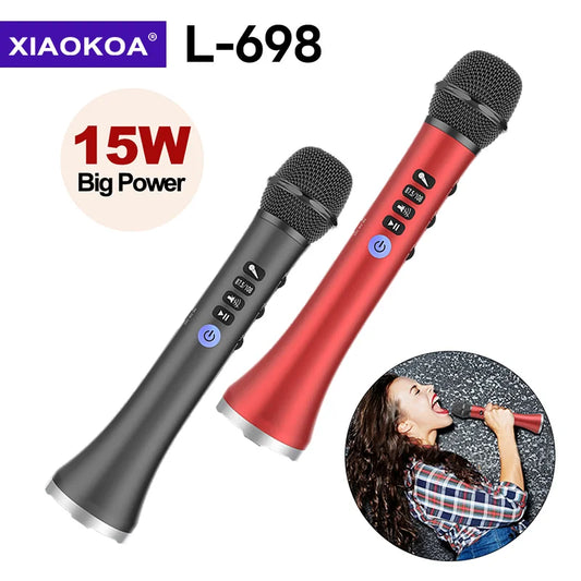 XIAOKOA L-698 15W Sans Fil Karaoké Microphone Bluetooth Haut-Parleur 4000mah 2 en 1 Déterminer Chanter et Statique KTV Lecteur pour iOS/Android