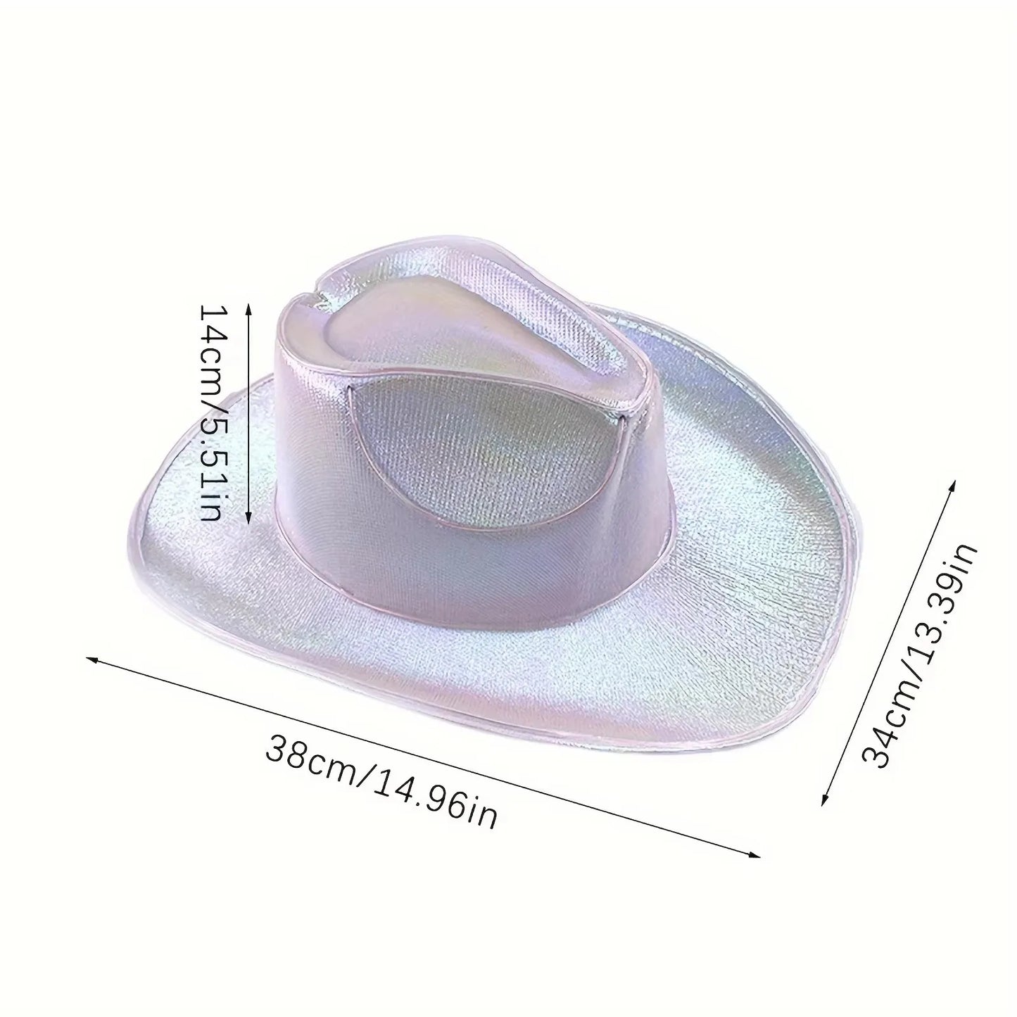 Lights Cowboy Cowgirl Hat with LED Light Up Cap Luminous Western Cowboy Hat Pearlescent Cowgirl Hat for Dancing Party Dress Up
