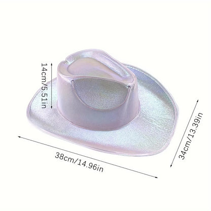 Lights Cowboy Cowgirl Hat with LED Light Up Cap Luminous Western Cowboy Hat Pearlescent Cowgirl Hat for Dancing Party Dress Up