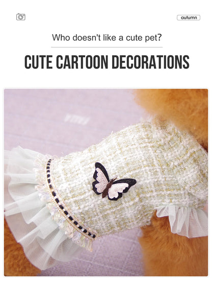 Vêtements pour chien : robe et veste de princesse, adaptés aux caniches, bichons maltais et yorkshires terriers, au printemps et en automne.