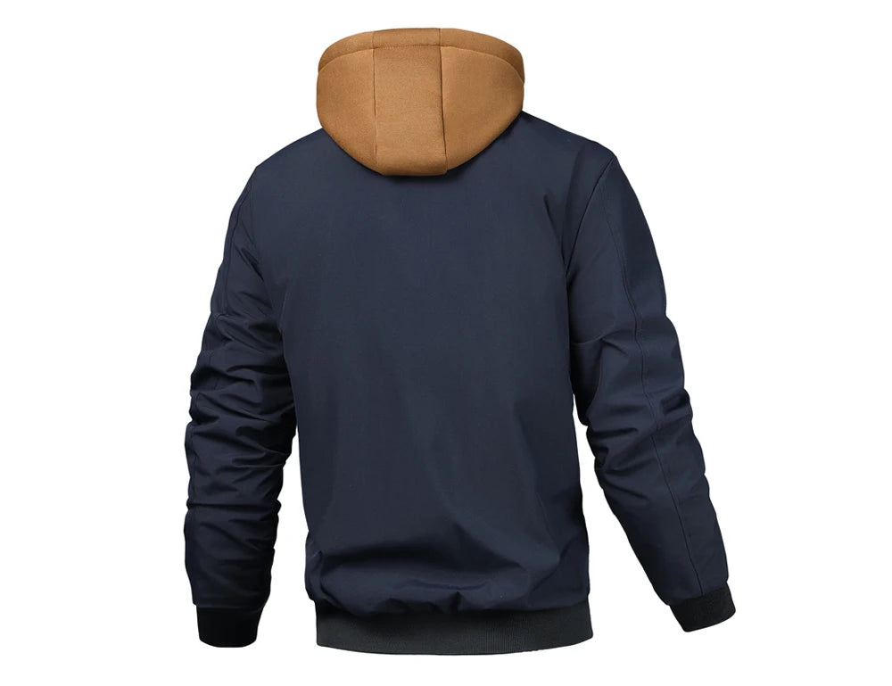 Veste bomber chaude pour homme, coupe-vent épais, à capuche, pour l'extérieur, la randonnée, le sport, thermique, fermeture éclair, collection automne-hiver