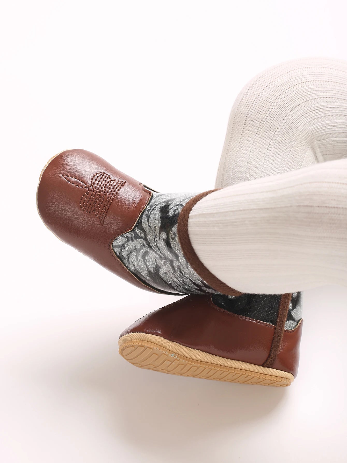"Baby Cowboy Boots 0-18M - Autumn Western Style | Embroidered Mid-Calf Design | Fashion First Walkers"