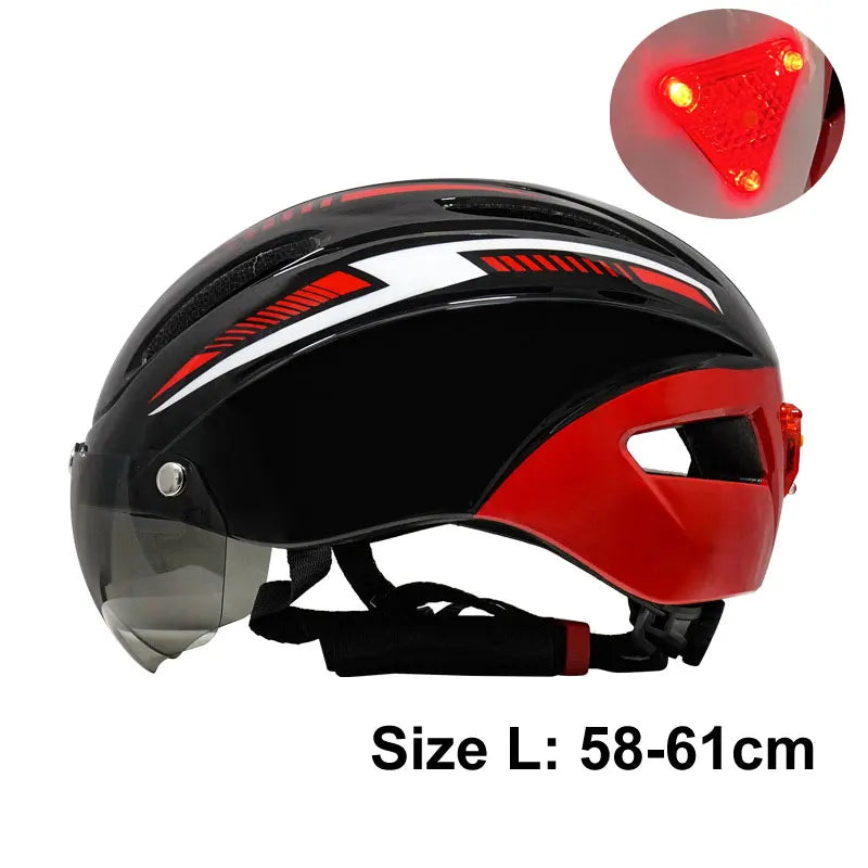 Casque de vélo avec lumière LED pour hommes et femmes, casque de vélo à lentille magnétique, route, montagne, équitation, sports de vélo, planche à roulettes, scooter