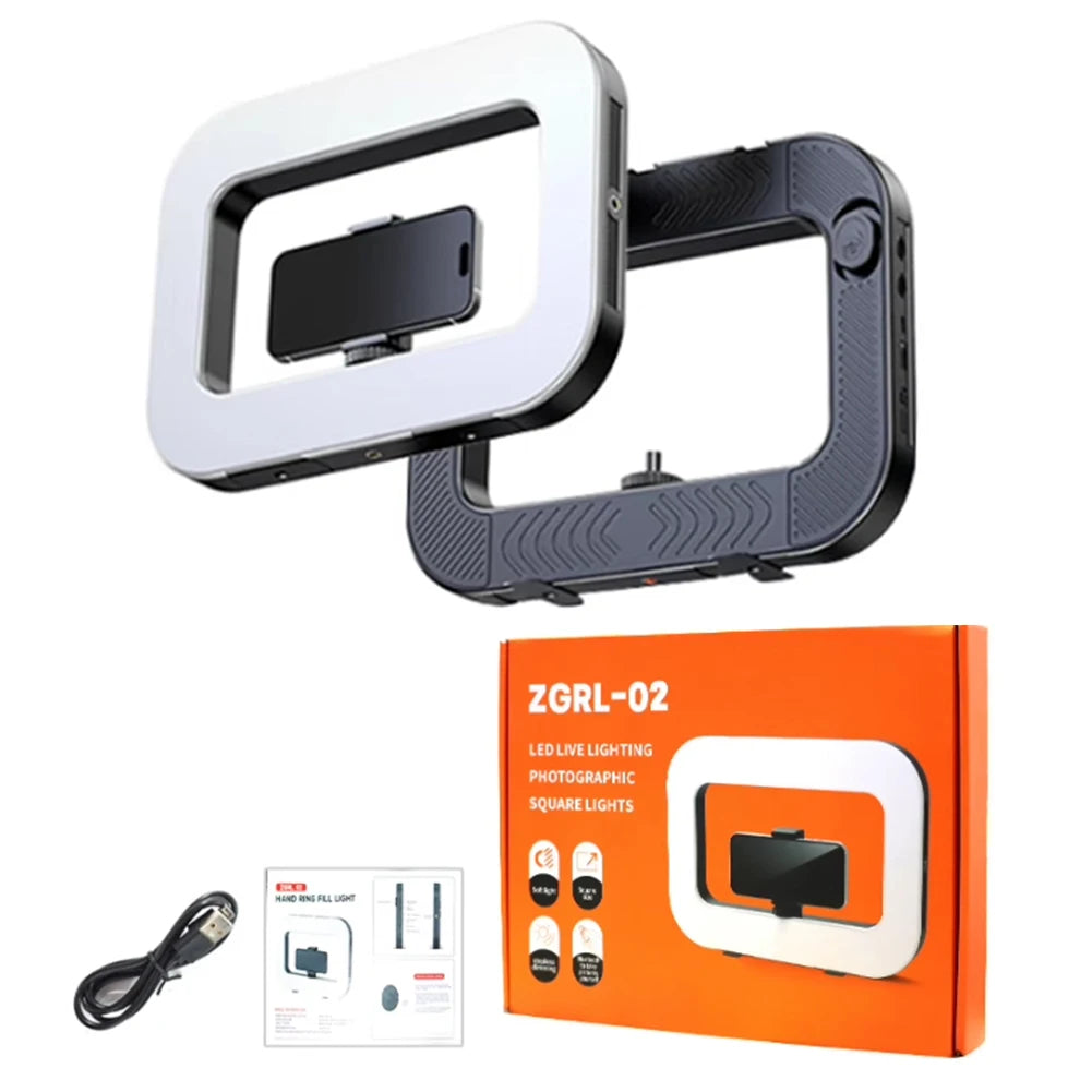LED Phone Light Light Cell Phone Handheld Stabilizer W/ Ring Light for Camera Smartphone YouTube
