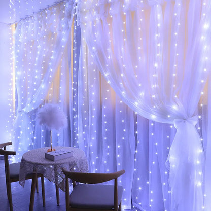 Guirxiété de rideau sur la fenêtre avec télécommande, lumières LED, alimentation USB, feston nickel é, décoration de Noël, nouvel an, 6x3m, 3x3m