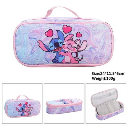 Anime Stitch Fully Printed Flap Pen Bag Stationery Box Pencil Case Primary and Secondary School Student School Bag Cartoon