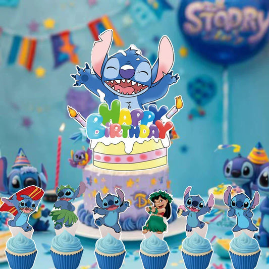 Lilo & Stitch Cake Decorations Stitch Theme Kids Boys Birthday Party Supplies Baby Shower Gift Cupcake Picks