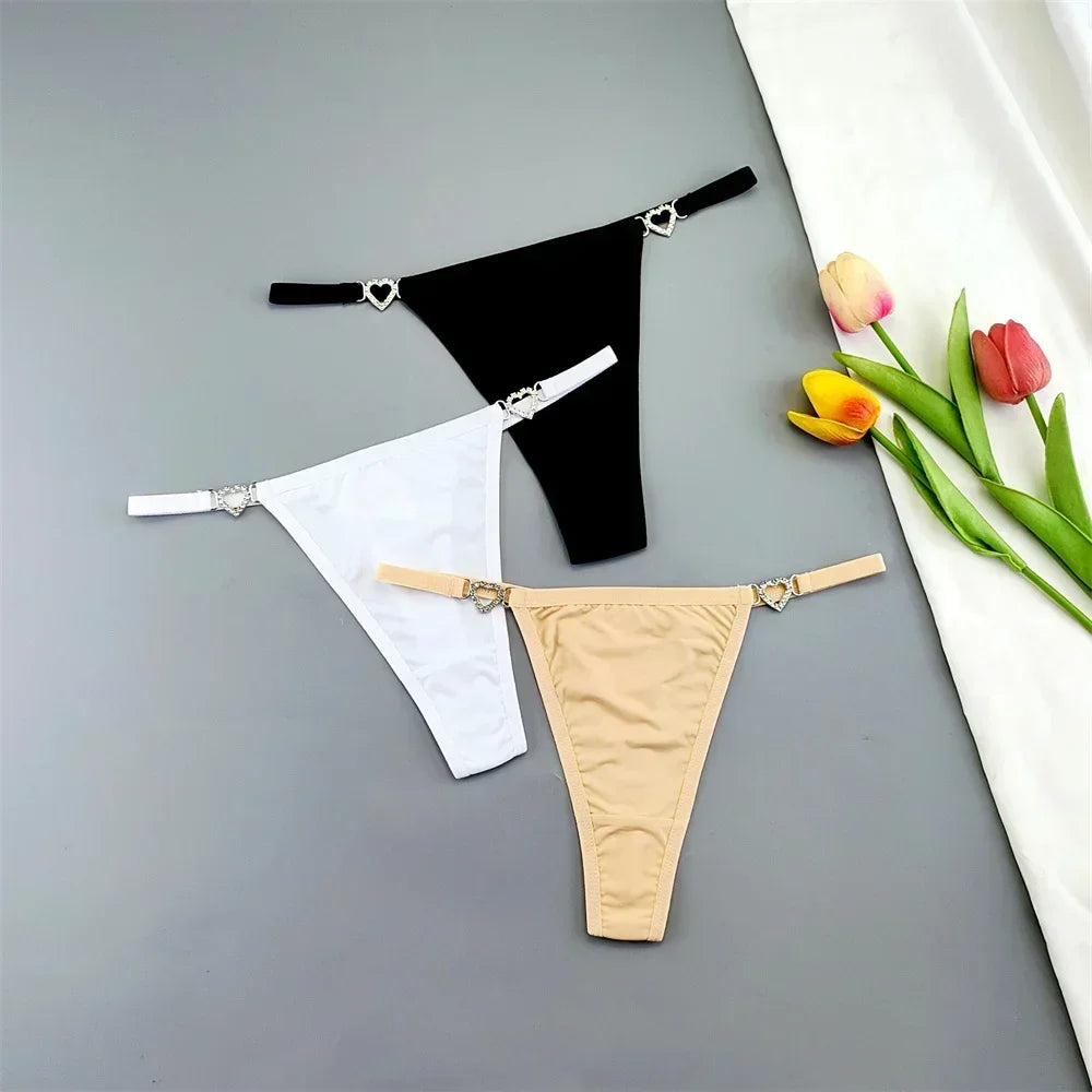 3PCS Rhinestone Strap G-String