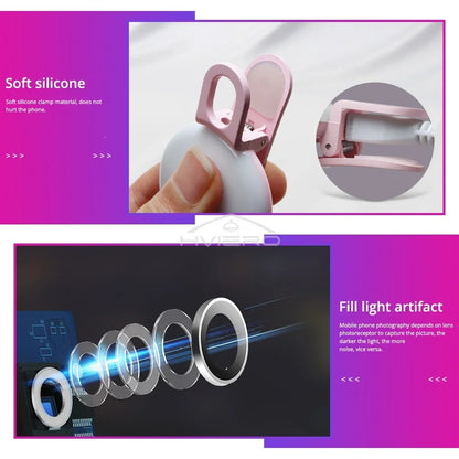 Anneau lumineux Led pour Selfie, Rechargeable par USB, lumières de remplissage, luminosité chaude et froide réglable, pour appareil Photo, vidéo, accessoires de Streaming en direct