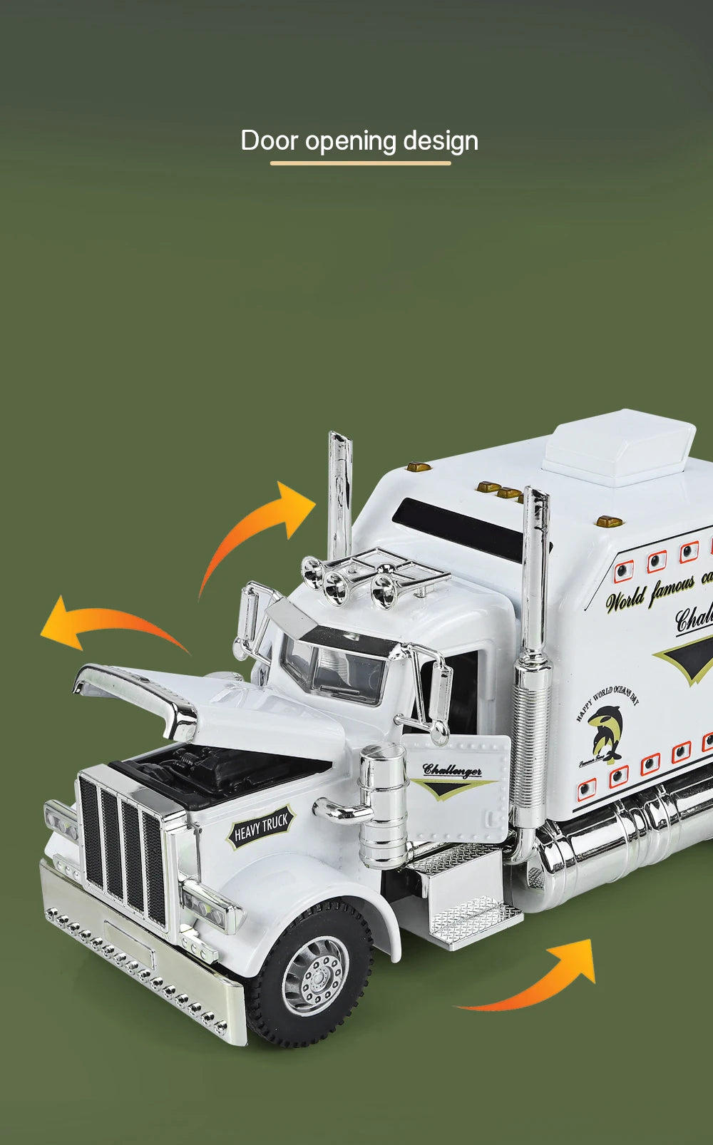 1/24 American Tractor Peterbilt 389 Alloy Simulation Diecast Model Car Collection Christmas Gifts Sound & Light Toys For Kids