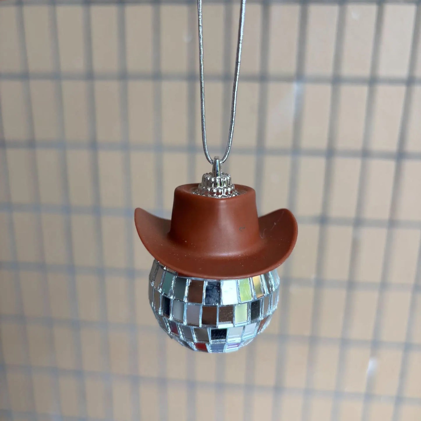 Pink Cowgirl CowBoy Hat Car Charm Rear View Mirror Hanging Disco Ball Bling Keychain Western Accessories Bag Decor Car Makeover