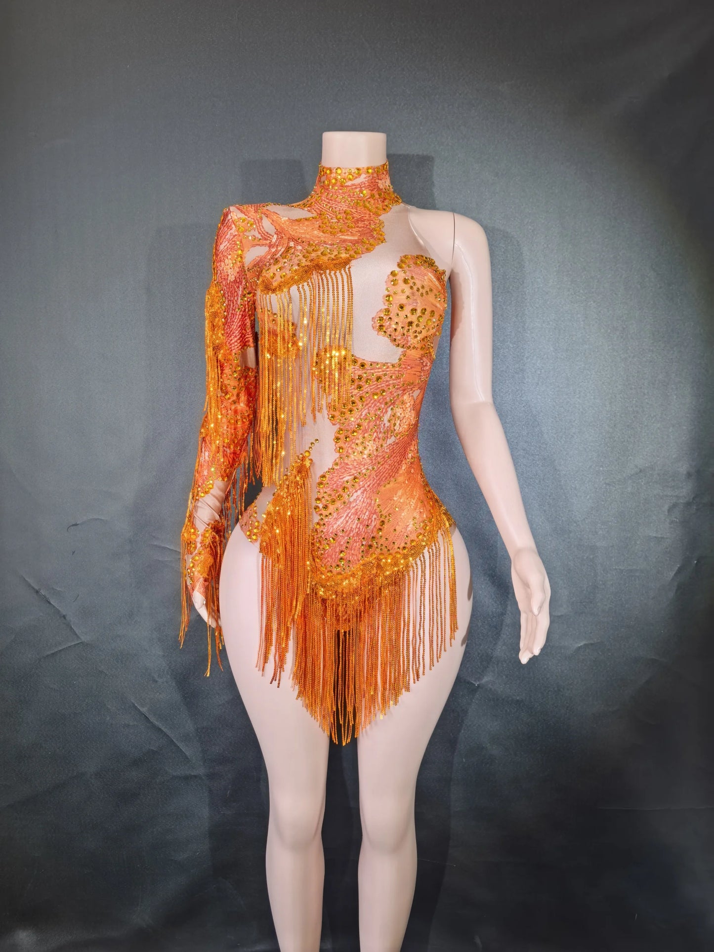 Body élastique à paillettes dorées et argentées avec pompons pour danse latine, tenue de scène, discothèque, DJ, chanteur, Q025Body élastique à paillettes dorées et argentées avec pompons pour danse latine, tenue de scène, discothèque, DJ, chanteur, Q025