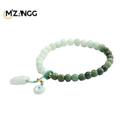 Bracelet en jadéite authentique, dégradé bicolore, boucle de paix, cordon en jade, délicat, tendance, bijoux avancés, cadeaux pour filles