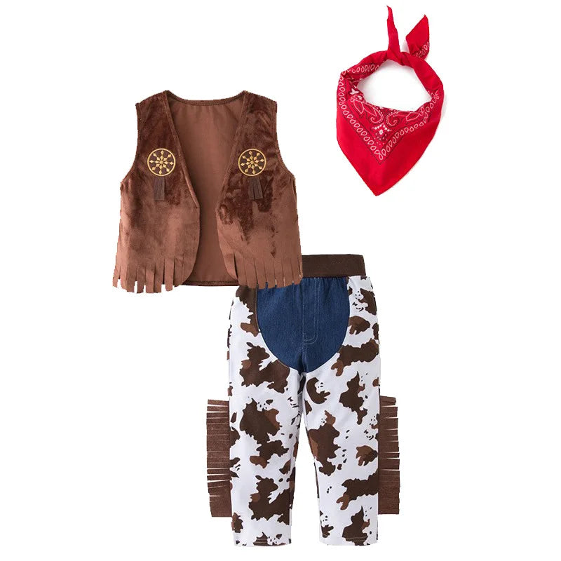 Cowboy Costume for Baby Toddler Kids Child Boys Cowboy Hat Deluxe Set for Kids Purim Halloween Party Dress Up