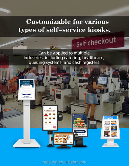 Meilleure vente MASUNG MS-S11 système de commande de kiosque en libre-Service tout en un support de sol POS kiosques de commande alimentaire paiement en libre-service