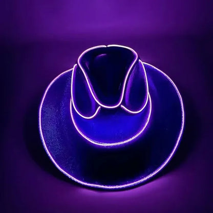 Lights Cowboy Cowgirl Hat with LED Light Up Cap Luminous Western Cowboy Hat Pearlescent Cowgirl Hat for Dancing Party Dress Up