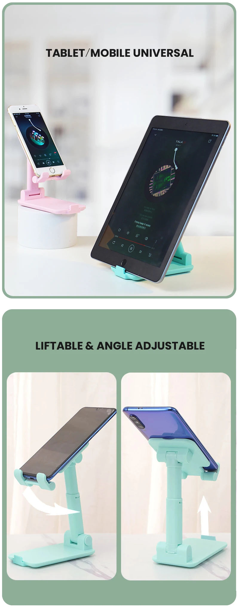 Desktop Phone Holder Stand Mobile Phone Support Adjustable Angle Height Cell Phone Stand Universal for All Smart Phones