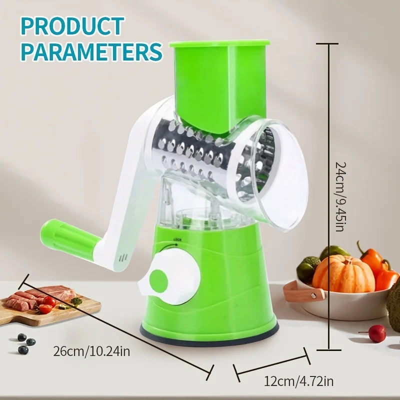 1 Set Super Efficient 3-in-1 Cheese Grater & Vegetable Slicer - Manual Food Processor for Effortless Kitchen Prep