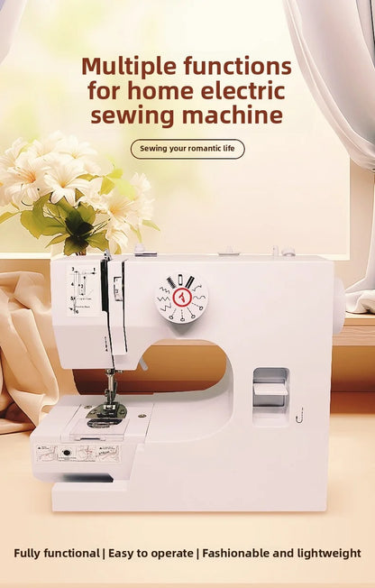 Machine à coudre, 12 points, machine à coudre domestique, pied-de-biche, surjeteuses, pédale portable électrique, couture de vêtements