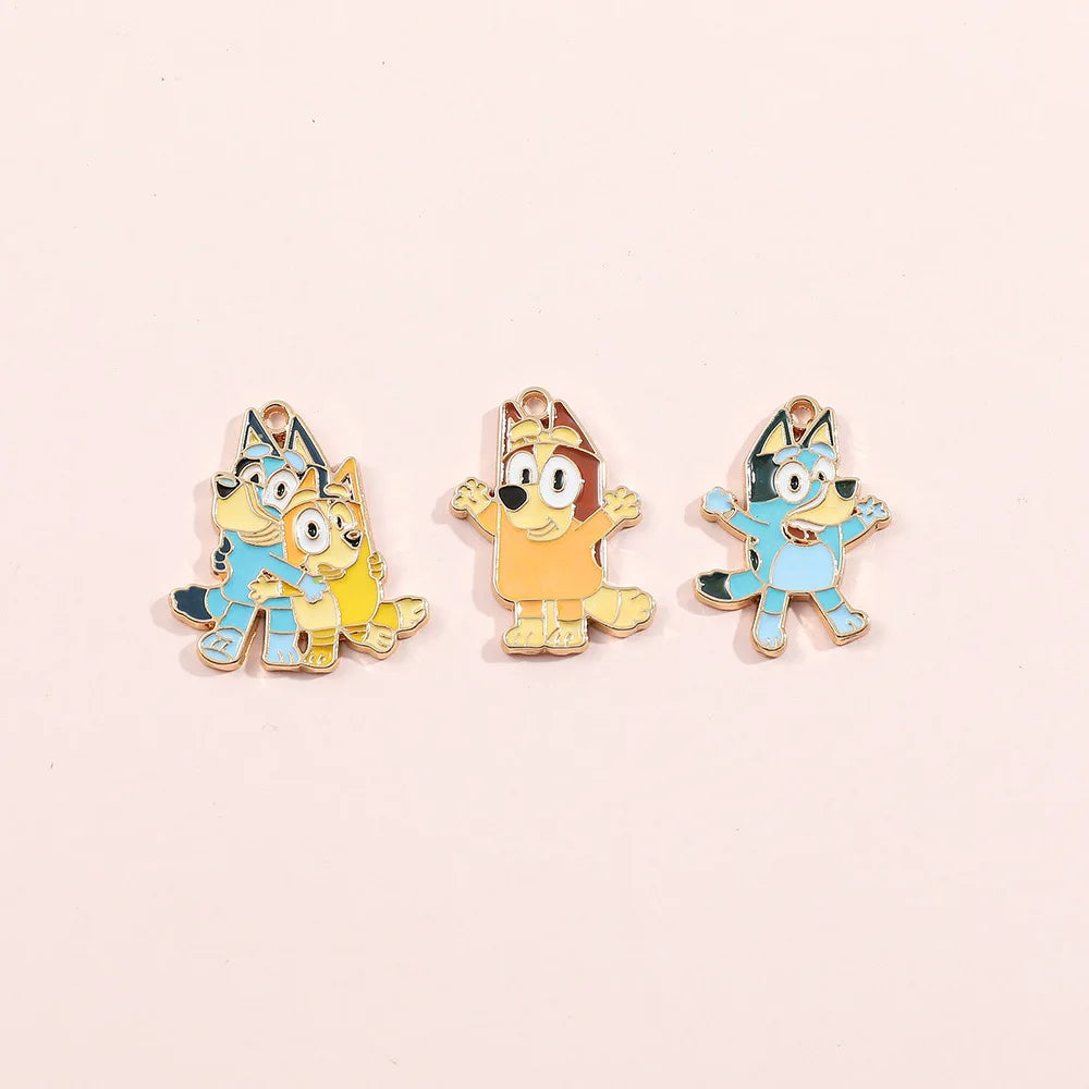 Bluey family  Animated Accessories Bingo Chili Diy Alloy Pendant Accessories Cartoon Character Backpack Pendant Keychain Pendant