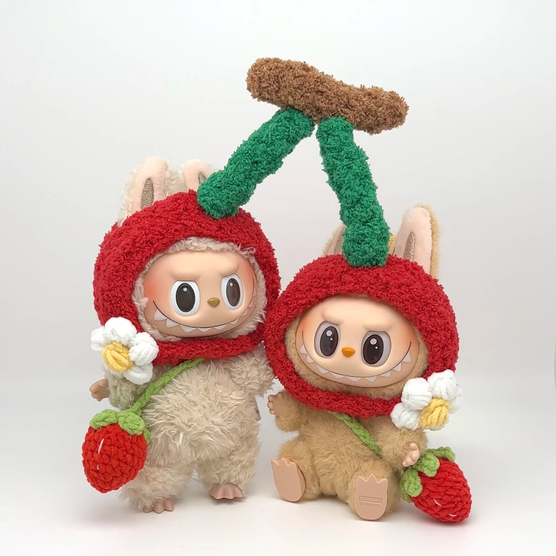 Labubu doll pendant, rubber doll clothes, rabubu v2v1 sitting party head cover hat heartbeat macaron 17cm 15CM