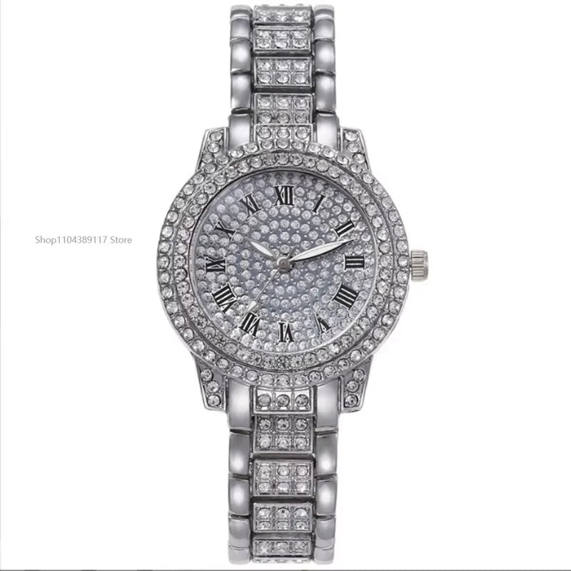 Montre-bracelet à quartz décontractée pour femmes, ensemble de 6 pièces, cadran romain, design de marque de luxe, montre pour femmes