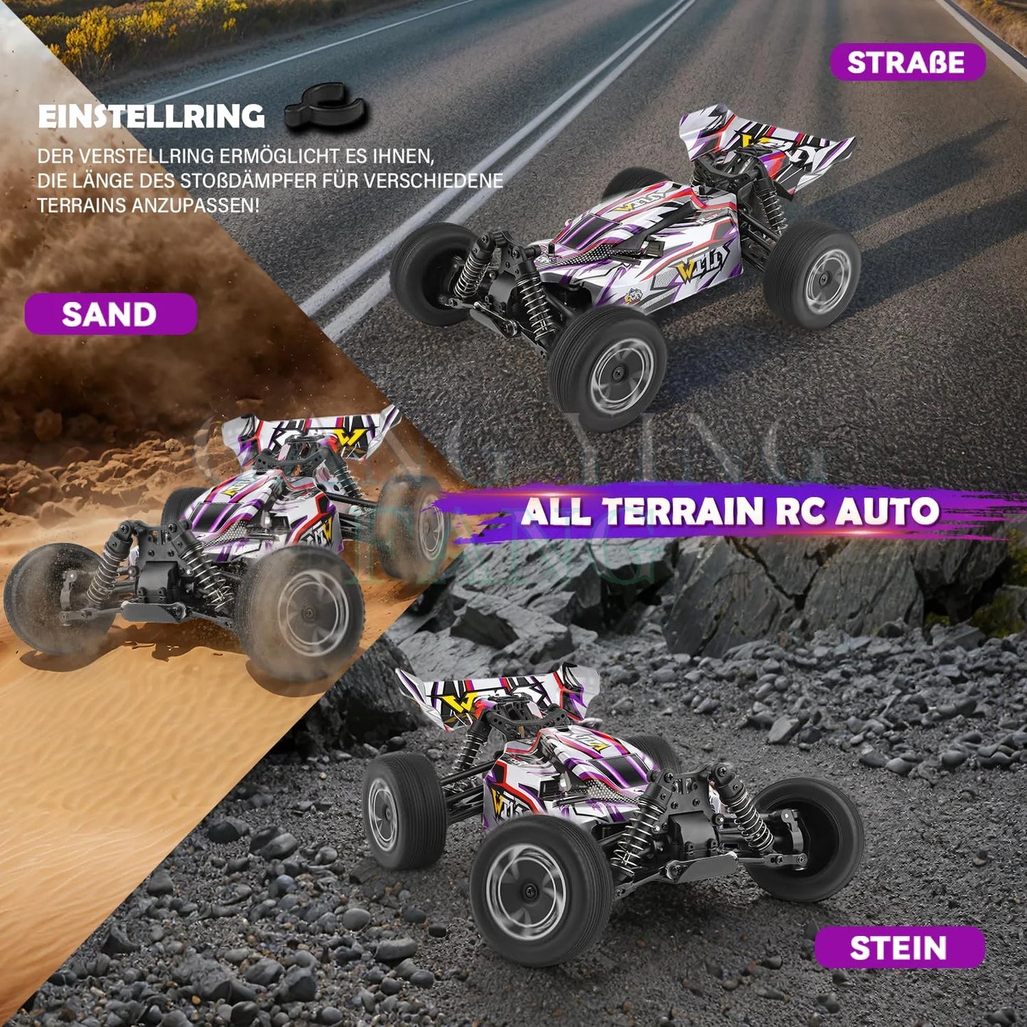 WLtoys 124016 124017 V8 75 km/h Voiture télécommandée électrique 4x4 sans balais haute vitesse tout-terrain Drift pour adultes